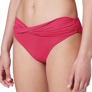 New Seafolly Twist Band Hipster Bikini Swim Bottom Solid Raspberry Pink Size 6